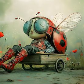 Ladybirds in a handcart by Heike Hultsch