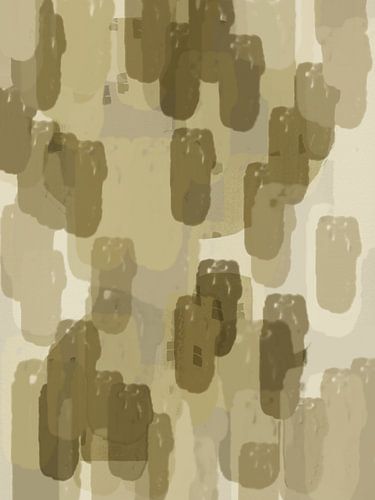 Abstracte penseelstreken in licht legergroen en wit.