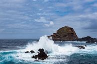 Wellen und Felsen in Porto Moniz auf der Insel Madeira, Portugal van Rico Ködder thumbnail