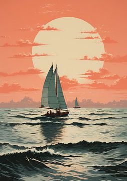 Segelboot Meer Ozean Nautik Maritim Segelposter von Niklas Maximilian