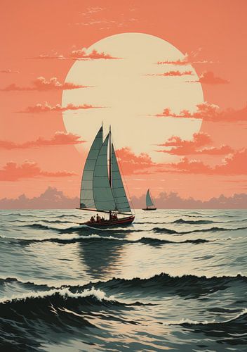 Sailboat Sea Ocean Nautical Maritime Sailing Poster
