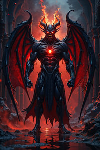 Dark Fantasy Décoration Murale: XORAKH – Le Démon issu du Feu des Ténèbres
