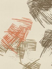 Colorful abstract minimalist art in orange, brown, white by Dina Dankers