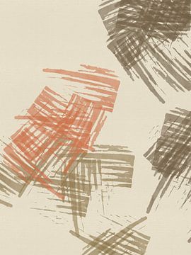 Art minimaliste abstrait et coloré en orange, marron et blanc sur Dina Dankers