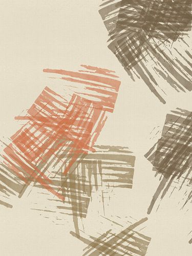 Kleurrijke abstracte minimalistische kunst in oranje, bruin, wit