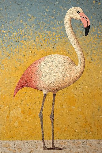 Animal rose - Flamant élégant avec soleil