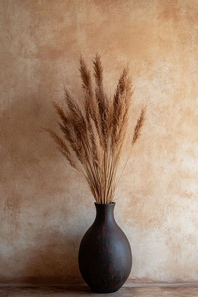 Pampas grass in dark vase by Imperial Art House