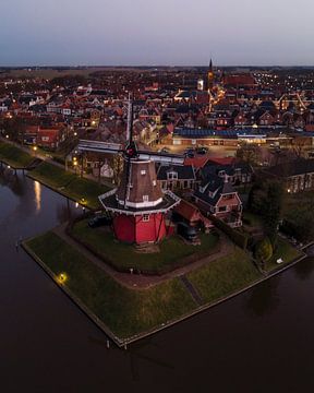 Abendlicht bei der Mühle von Dokkum von Ewold Kooistra