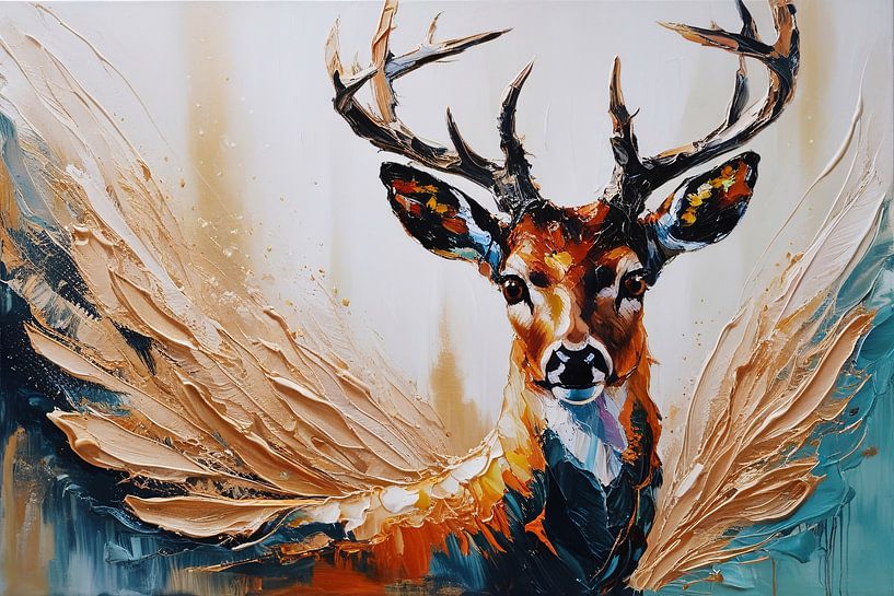 Abstract deer with wings by Art & Soul Creations