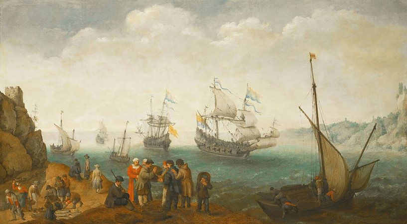 A Marine With Five Vessels Out To Sea, Adam Willaerts by Masterful Masters