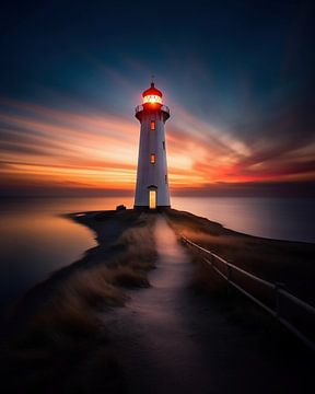 Phare au coucher du soleil sur fernlichtsicht