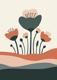 Minimalist nature featuring abstract floral silhouettes in muted earthy tones. by Adam Khabibi