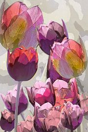 Tulpen-Display. In grau, lila, rosa und rot. von Alie Ekkelenkamp