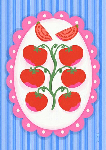 Tomaten op een bord Illustratie