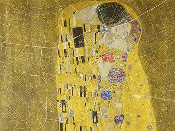 Kaart van Deurne met de Kus van Gustav Klimt van Map Art Studio