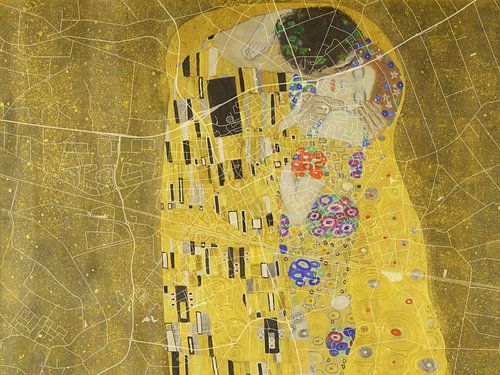Kaart van Deurne met de Kus van Gustav Klimt
