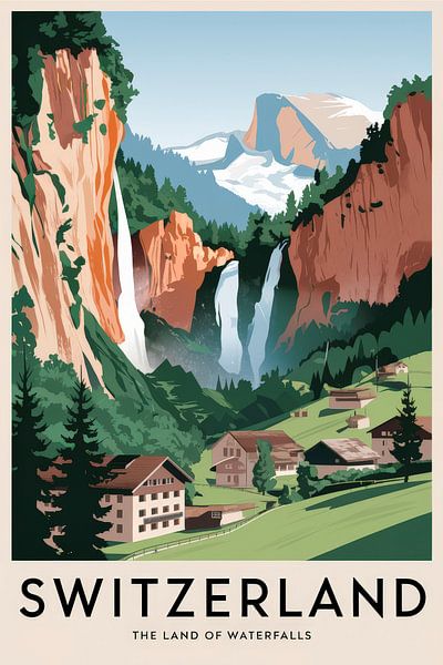Zwitserland Vintage Reisposter van Poster Art Shop