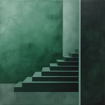 Dunkelgrüne Treppe: Minimalistische Schönheit von Surreal Media