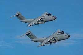 Two Malaysian Airbus A400M transport aircraft. by Jaap van den Berg