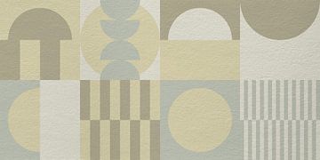 Abstract geometric modern art in green, beige, yellow and brown by Dina Dankers
