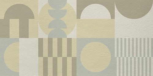 Art moderne géométrique abstrait en vert, beige, jaune et brun