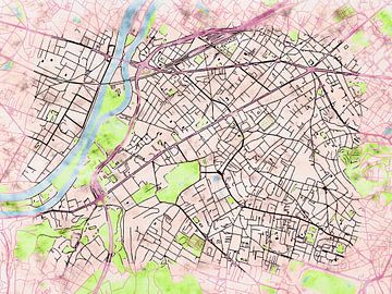 Kaart van Rueil-Malmaison in de stijl 'Soothing Spring' van Maporia