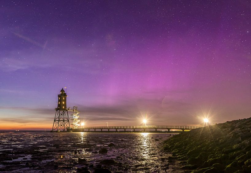 Polarlichter am Leuchtturm Obereversand von Christian Möller Jork