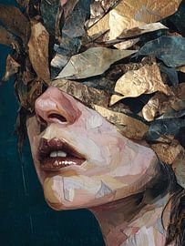 Résumé : Portrait à la feuille d'or – Artistique et moderne sur SPEQ ART