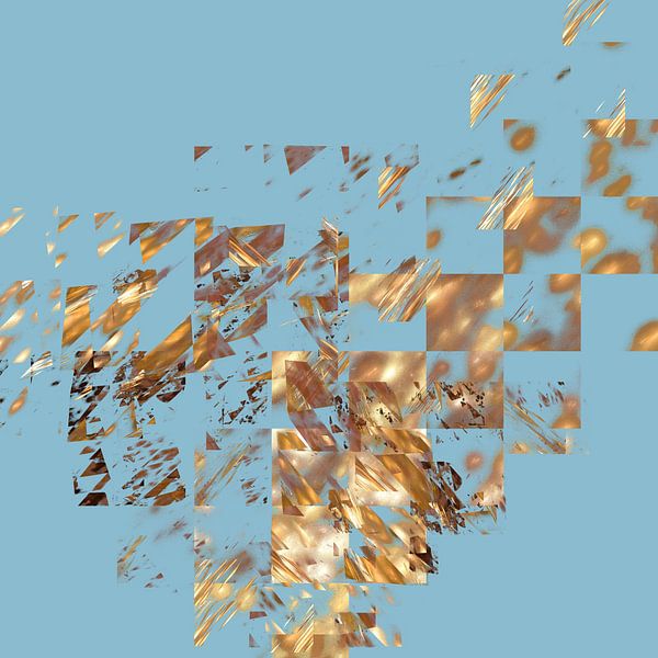 Bronze on Aqua Square | Geometric Abstract by Menega Sabidussi