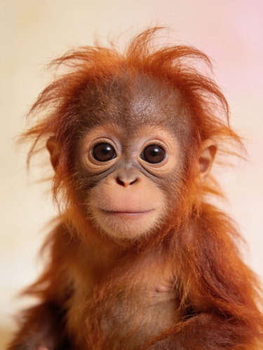 A portrait of a cheeky baby orangutan – animal poster