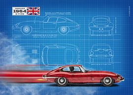 Jaguar E-Type Coupe Blueprint by Theodor Decker