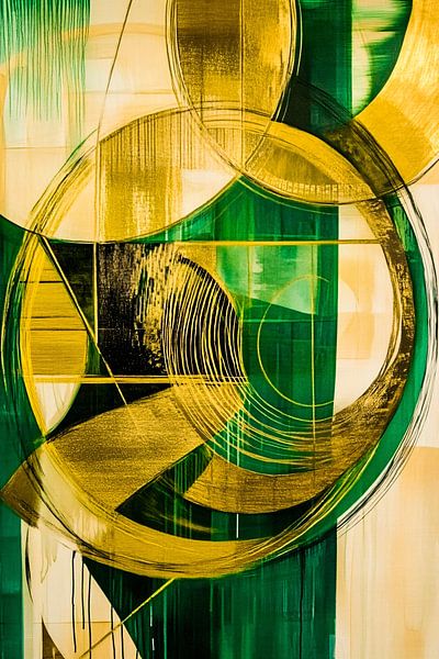 Green and gold abstract circles by Art & Soul Creations