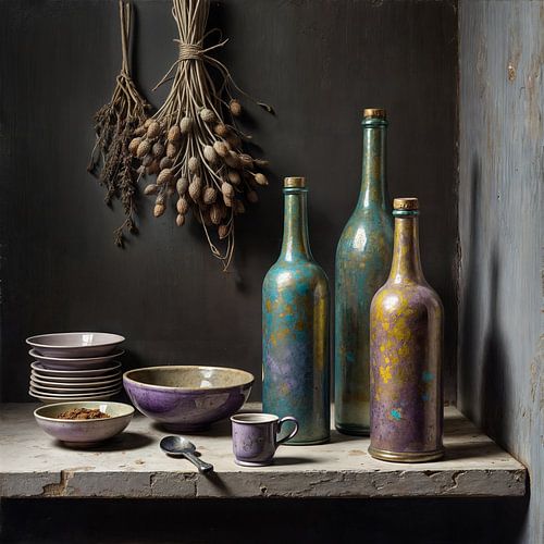 Stilleven met Flessen