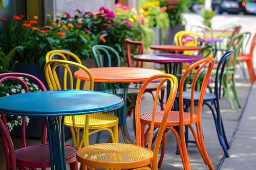 Meubles minimalistes colorés
