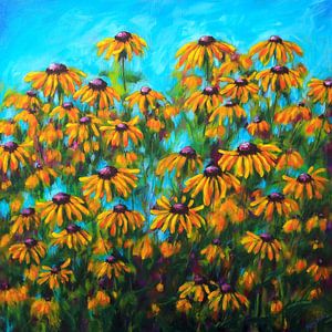 Sommergarten mit gelben Rudbeckien