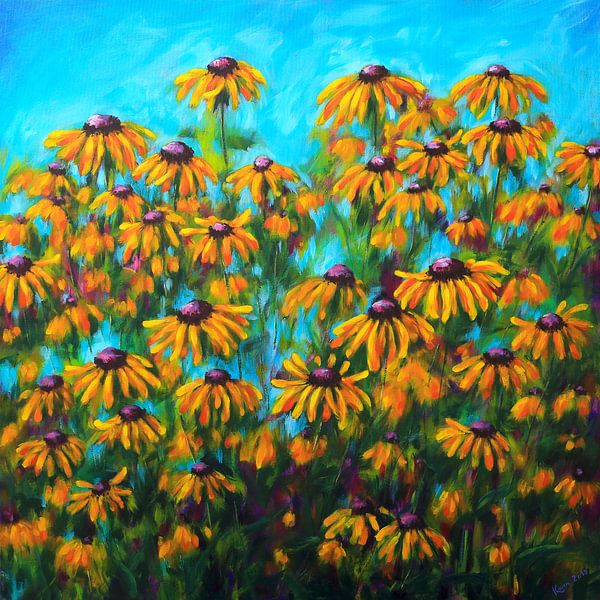 Summer garden with yellow coneflowers by Karen Kaspar