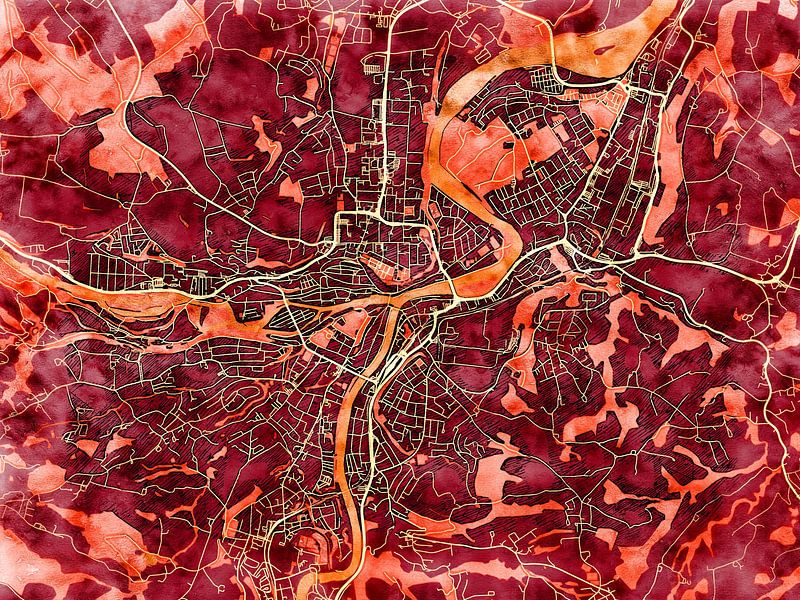 Kaart van Steyr in de stijl 'Amber Autumn' van Maporia