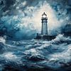 vuurtoren in zee van Gelissen Artworks