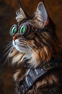Cat with goggles - steampunk style by Poster Art Shop