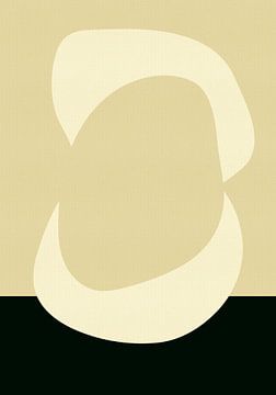 Abstracte vormen in botergeel en zwart van Dina Dankers