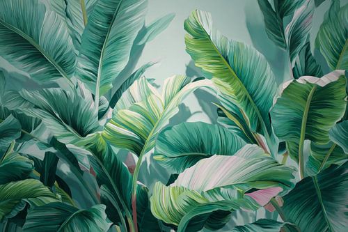 Banana leaves Tropical Light in Soft Pastel Shades