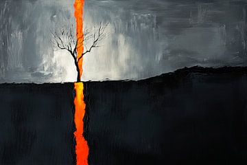 Tree in the fire - A work of art rich in contrast by Poster Art Shop