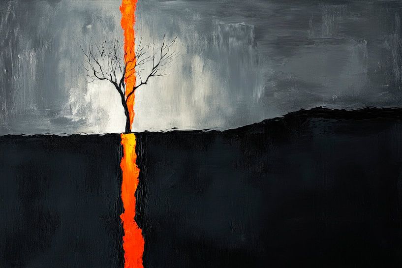 Tree in the fire - A work of art rich in contrast by Poster Art Shop