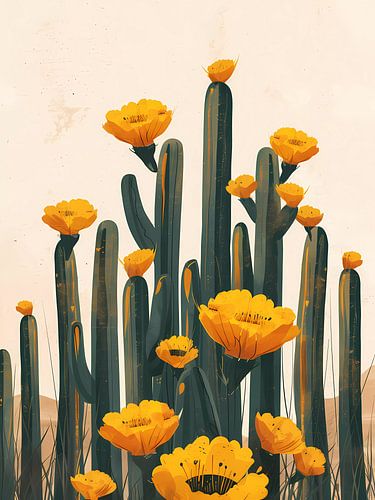 Cactus met gele bloemen