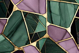 Abstract art with gold and green accents by Art & Soul Creations