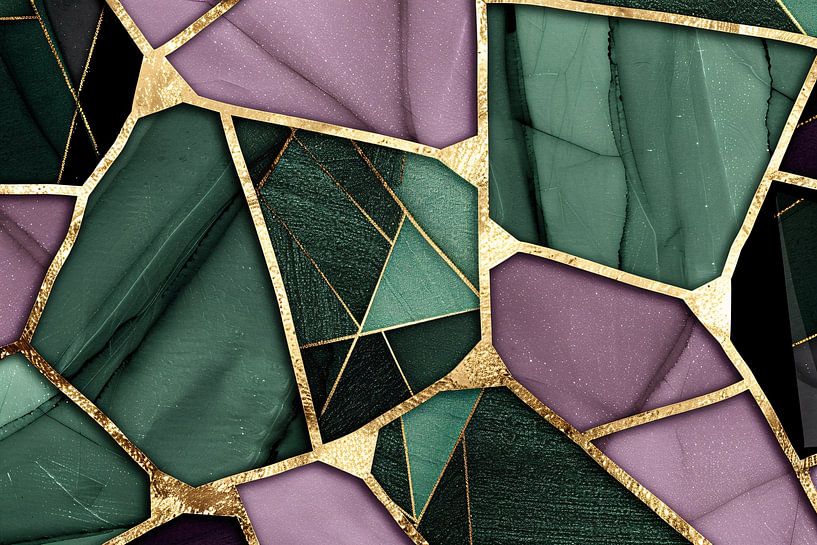 Abstract art with gold and green accents by Art & Soul Creations