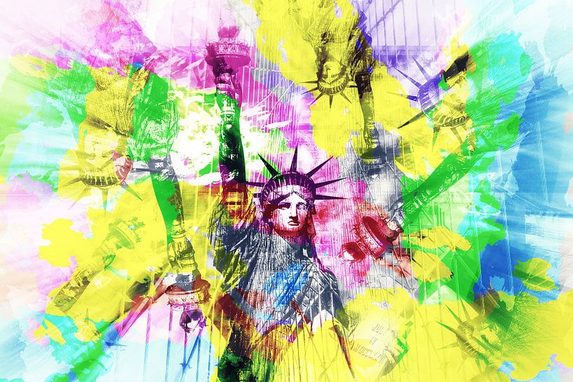 Statue de la Liberté et pont de Brooklyn à New York, États-Unis par BerbadenDigitalArt