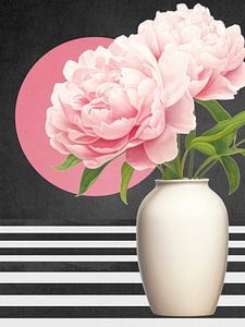 Pink Flowers in Vase sur Marja van den Hurk