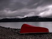 Rotes Boot am Walchensee von Andreas Müller Miniaturansicht