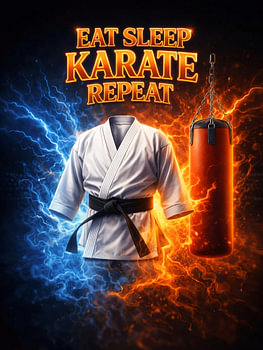 Eat Sleep Karate Retro Flame